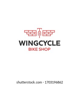 Simple Bike Wing Brick Logo Design For Store