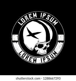 simple biker skull with helmet vector badge logo template
