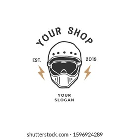 simple bikers shop logo with helmet