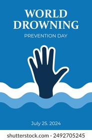 Diseño simple de cartelera que dice “Día Mundial de la Prevención del Ahogamiento”