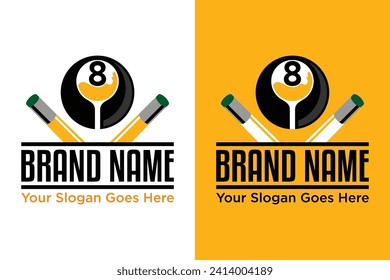 simple billiard pool bar illustration vector logo design