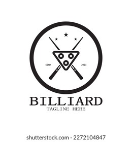 simple billiards logo template illustration with billiard balls and sticks,design for billiards booth,billiards business,bills competition,mobile billiards game,app,badge,billiards sport,vector