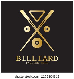 simple billiards logo template illustration with billiard balls and sticks,design for billiards booth,billiards business,bills competition,mobile billiards game,app,badge,billiards sport,vector