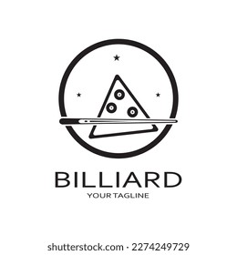 simple billiards logo template illustration with billiard balls and sticks,design for billiards booth,billiards business,bills competition,mobile billiards game,app,badge,billiards sport,vector