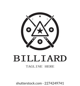 simple billiards logo template illustration with billiard balls and sticks,design for billiards booth,billiards business,bills competition,mobile billiards game,app,badge,billiards sport,vector