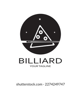 simple billiards logo template illustration with billiard balls and sticks,design for billiards booth,billiards business,bills competition,mobile billiards game,app,badge,billiards sport,vector