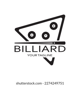 simple billiards logo template illustration with billiard balls and sticks,design for billiards booth,billiards business,bills competition,mobile billiards game,app,badge,billiards sport,vector