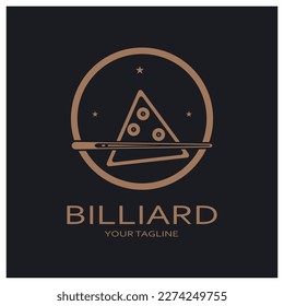 einfache Billard-Logo-Vorschaubild mit Billardkugeln und -Stöcken,Design für Billard-Kabine,Billardgeschäft,Billardwettbewerb,Handybillardspiel,App,Badge,Billardsport,Vektorgrafik