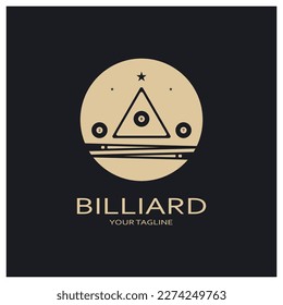 simple billiards logo template illustration with billiard balls and sticks,design for billiards booth,billiards business,bills competition,mobile billiards game,app,badge,billiards sport,vector