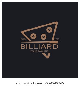 ilustración simple del logotipo de billares con bolas de billar y palos, diseño para billares, billares, billetes de competición, juegos de billar móviles, app, badge, billares deportivos, vector