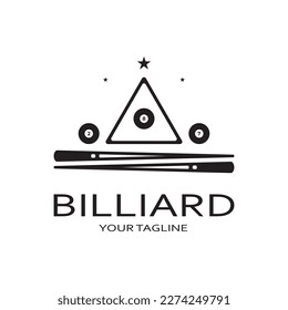 simple billiards logo template illustration with billiard balls and sticks,design for billiards booth,billiards business,bills competition,mobile billiards game,app,badge,billiards sport,vector