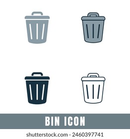 Simple Bin icons in different designs vector set