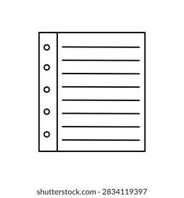 Simple binder notebook paper line art