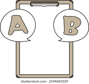 A simple binder and two speech bubbles (options)