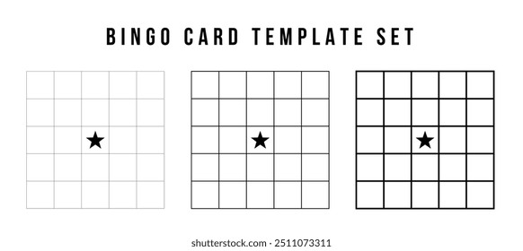 Conjunto de modelos de grade de cartão de bingo simples. Design de placa de bingo para ilustração vetorial.