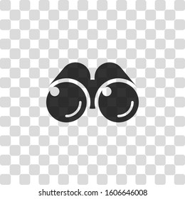 Simple binocular icon. Black symbol on transparency grid