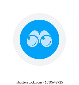 Simple binocular icon. Icon in colored circle with gray bold border. Web button, modern flat design