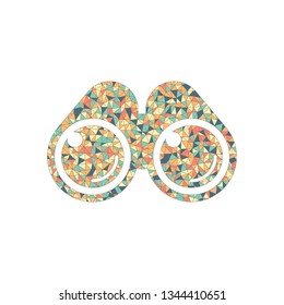 Simple binocular icon. Colored mosaic with polygons