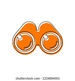 Simple binocular icon. Isolated icon consisting of black thin contour and orange moved filling on different layers. White background