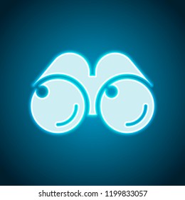 Simple binocular icon. Neon style. Light decoration icon. Bright electric symbol