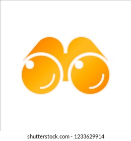 Simple binocular icon. Orange sign with low light on white background