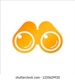 Simple binocular icon. Orange sign with low light on white background