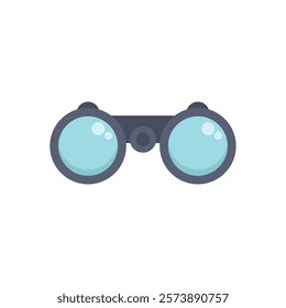 Simple binoculars with blue lens, illustrating a concept of discovery, searching, looking, vision