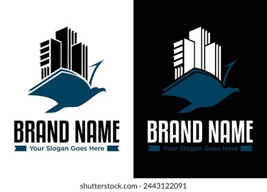 diseño de logotipo de vector de ilustración de construcción de libro de pájaro simple