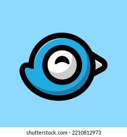 Logo de la caricatura de la charla de un pájaro simple, estilo de diseño plano