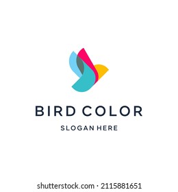 Diseño moderno de logotipo en color para pájaros simples