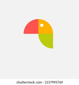 Simple bird colorful logo. Parrot sign. Tech logo, bird tech concept design