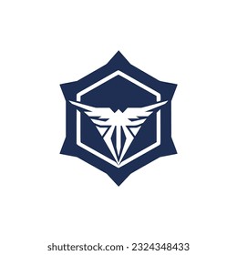 simple bird emblem shield gaming logo vector illustration template design