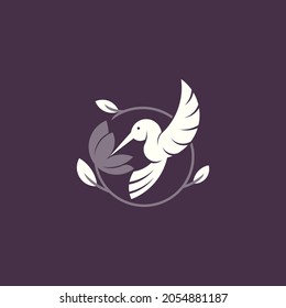 simple bird and flower logo. vector illustration for business logo or icon