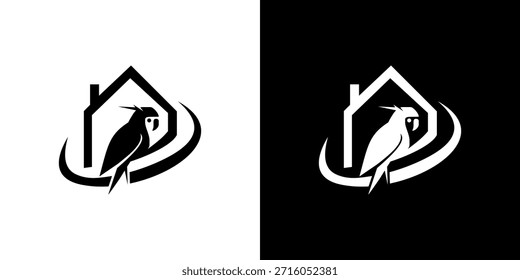 Vector de logotipo simple de pájaro y casa
