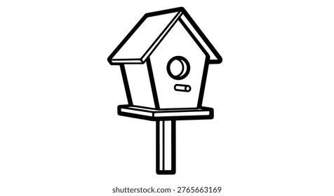 Simple bird house or nesting box on pole