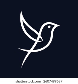 simple bird icon, simple cartoon line art. minimal bird logo design element, creative bird vector illustration