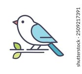 Simple bird illustration with branch. A minimalist illustration of a bluebird perched on a branch, symbolizing freedom, joy, and the beauty of nature.