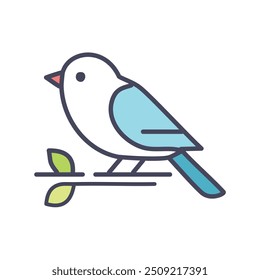 Simple bird illustration with branch. A minimalist illustration of a bluebird perched on a branch, symbolizing freedom, joy, and the beauty of nature.