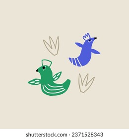 Simple Bird for kids print. Perfect for t-shirt, card, poster childish design
