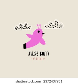 Simple Bird for kids print. Perfect for t-shirt, card, poster childish design