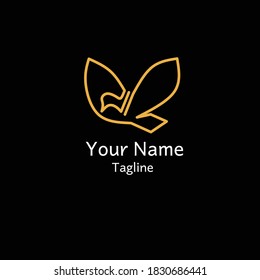 Simple bird with leaf wings, design logo template