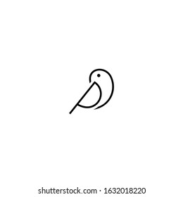 Simple bird line art logo design vector