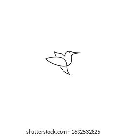 Simple bird line art logo design vector