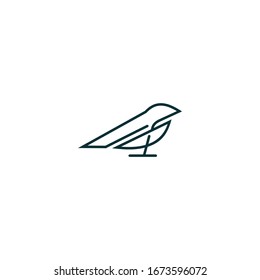 Simple bird line art logo design vector
