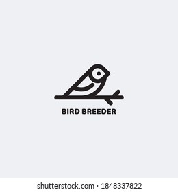 simple bird line art logo vector