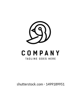 simple bird line art outline geometric logo icon vector template