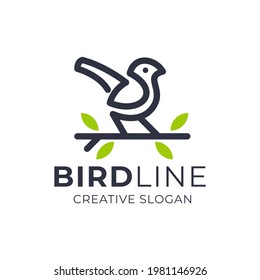 Plantilla de logotipo moderno de línea de aves simple