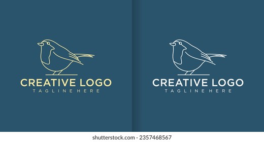 Simple bird logo collection. Mono line bird logo template.
