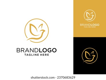 Simple bird logo collection. Monoline bird logo template. bird monogram logo with circle template.	
