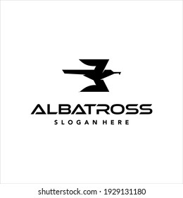 Simple Bird Logo Design Albatross Vector, Template for Animal Sign or Symbol of Business Company Brand Ideas